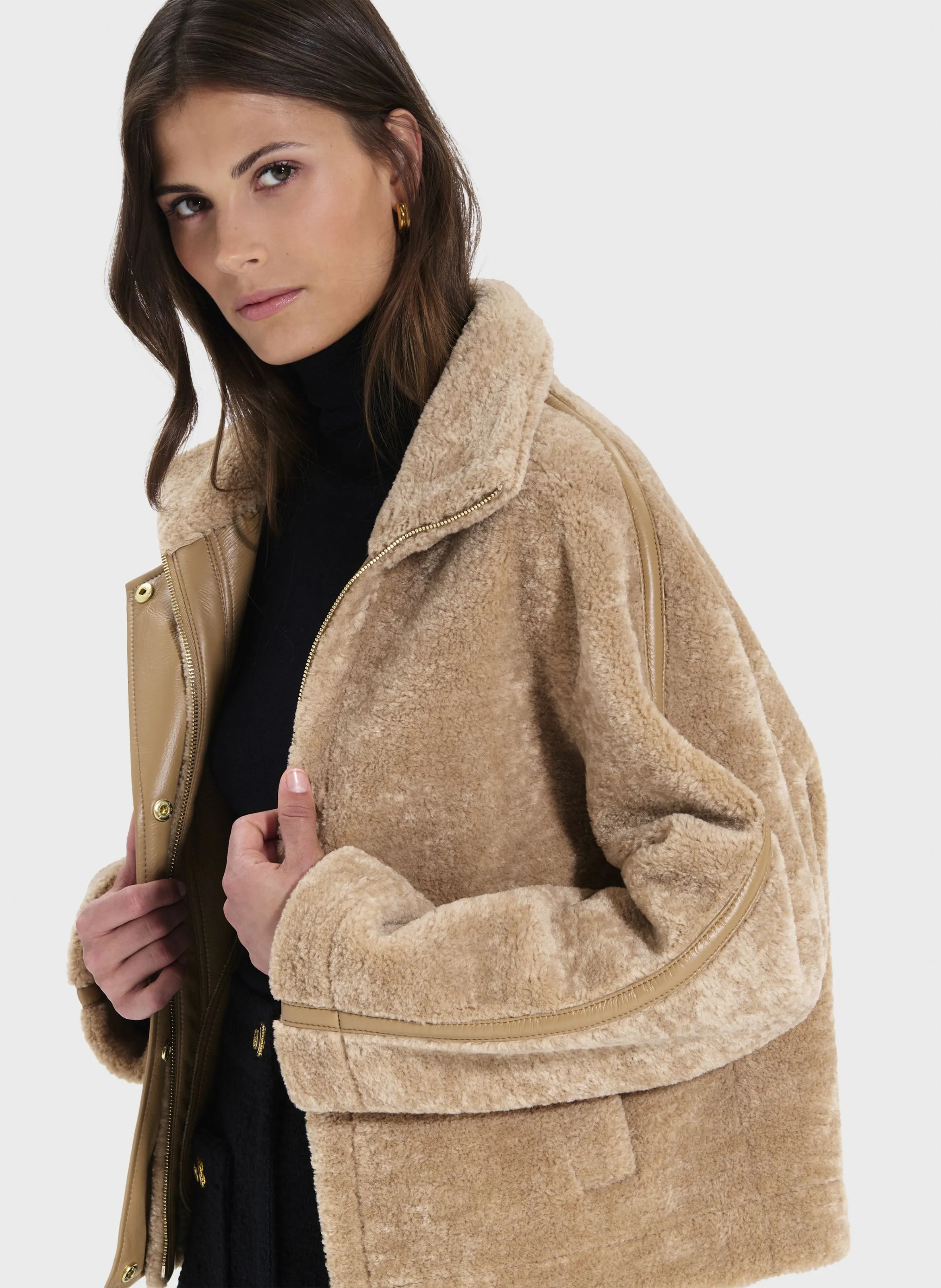  ZAPA   MIAMIA - Cappotto corto effetto pelliccia | Beige